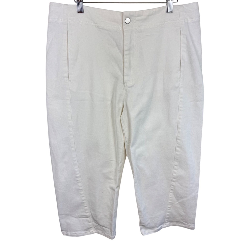 Roucha NWOT White New Paya Denim‎ Cropped High Rise Wide Leg Pants Size CC 14P